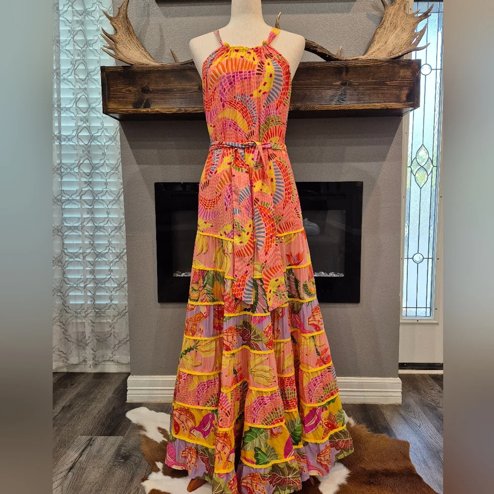 FARM Rio Maxi Dress Size Medium New With Tag Vibrant Multicolor Maxi Dress - Picture 1 of 10